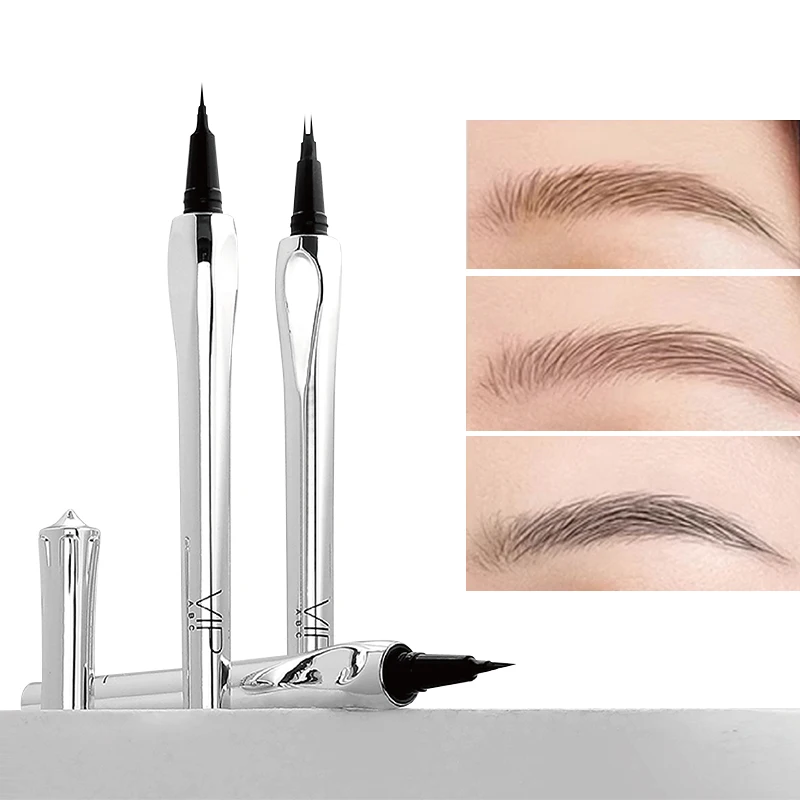 OEM waterproof makeup liquid brow pencil 3 colors Ultra Thin liquid waterproof 2 fork eyeliner private label eyebrow pencil