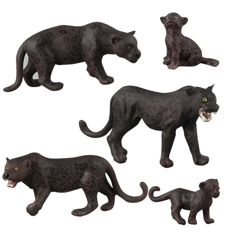 Factory direct sales simulation black panther toy jungle wild animal leopard display model