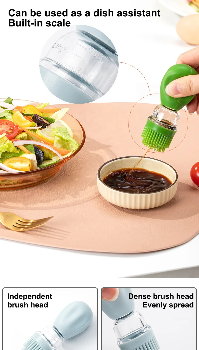 180ml Kitchen Silicone Oil Bottle Baking Barbecue Oil Brush Dispenser Bottle