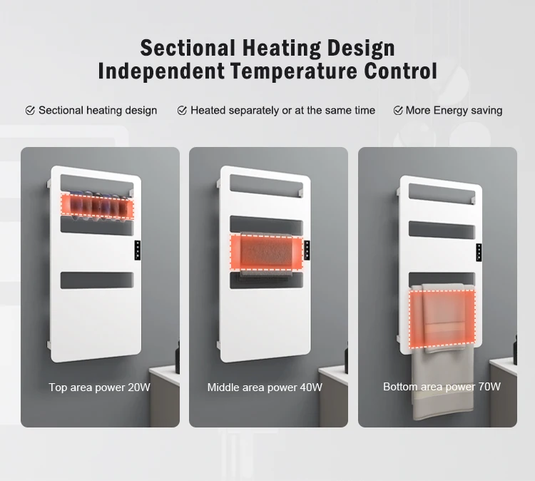 wall hanging towel ladder with touch control district heating and timer