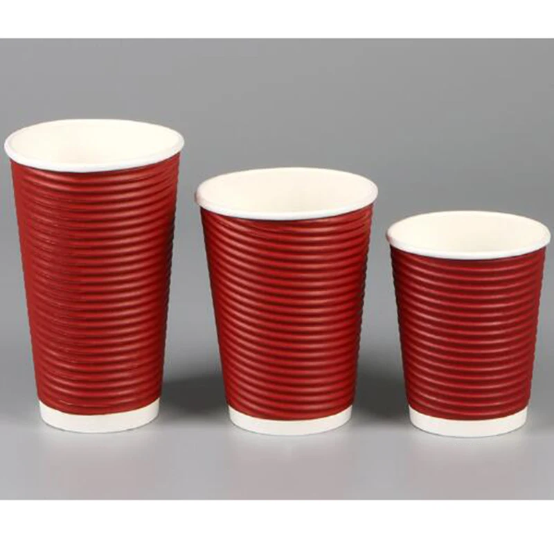 8/12/16 oz Disposable Hot Tea Cup Cardboard Ripple Anti-scald Coffee Paper Cup
