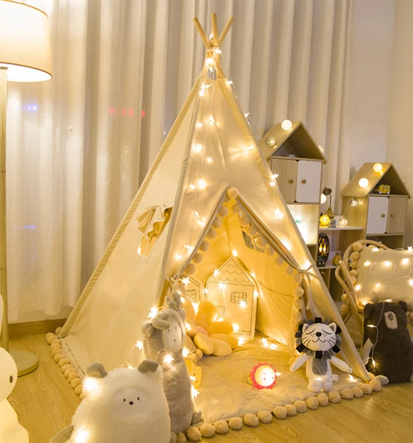 Детский игровой домик Love Tree для помещений, холщовая детская игрушечная палатка-вигвам из Индии