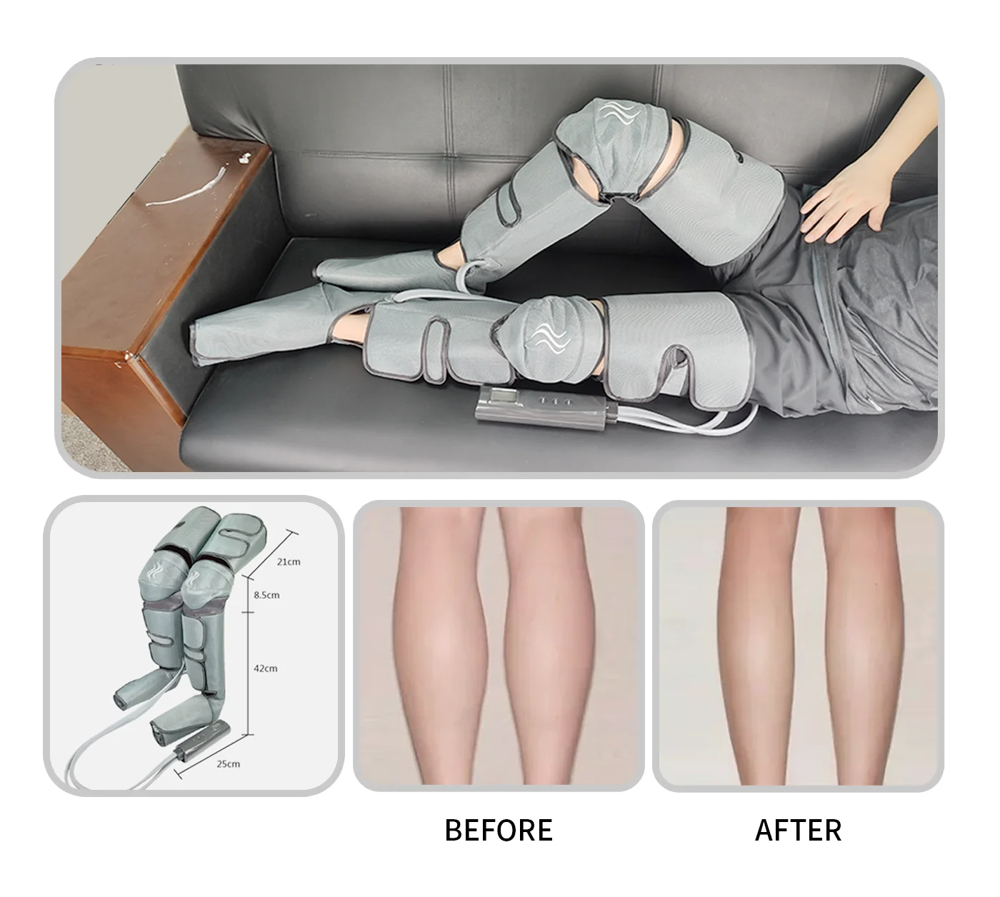 Air Wave Massager Pressure Physiotherapy Instrument Pneumatic Circulation Air Pressure Leg Massager with Knee Heat