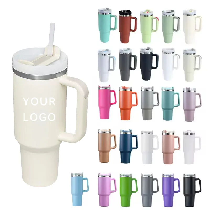 50 40 Oz 40oz Sublimation Tumbler Matte White Black Blue Pink Green Custom Logo With Straw Lid Handle Travel Mug Non Toxic 30oz