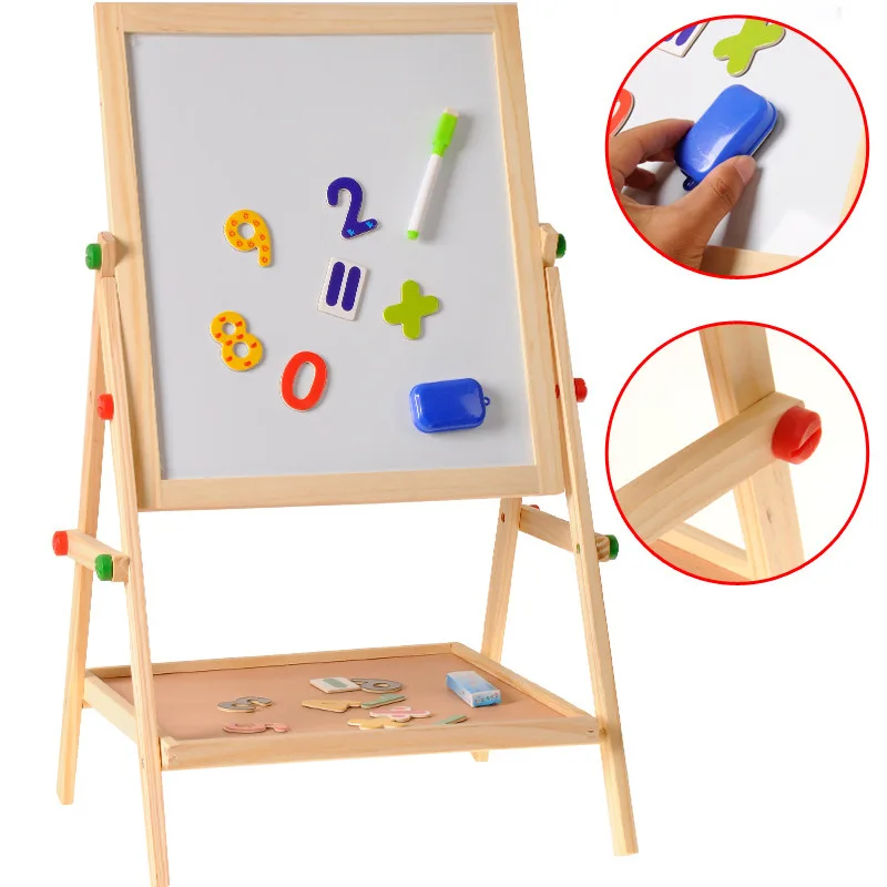 Small portable kids magnetic blackboard wooden drawing board for girls and boys