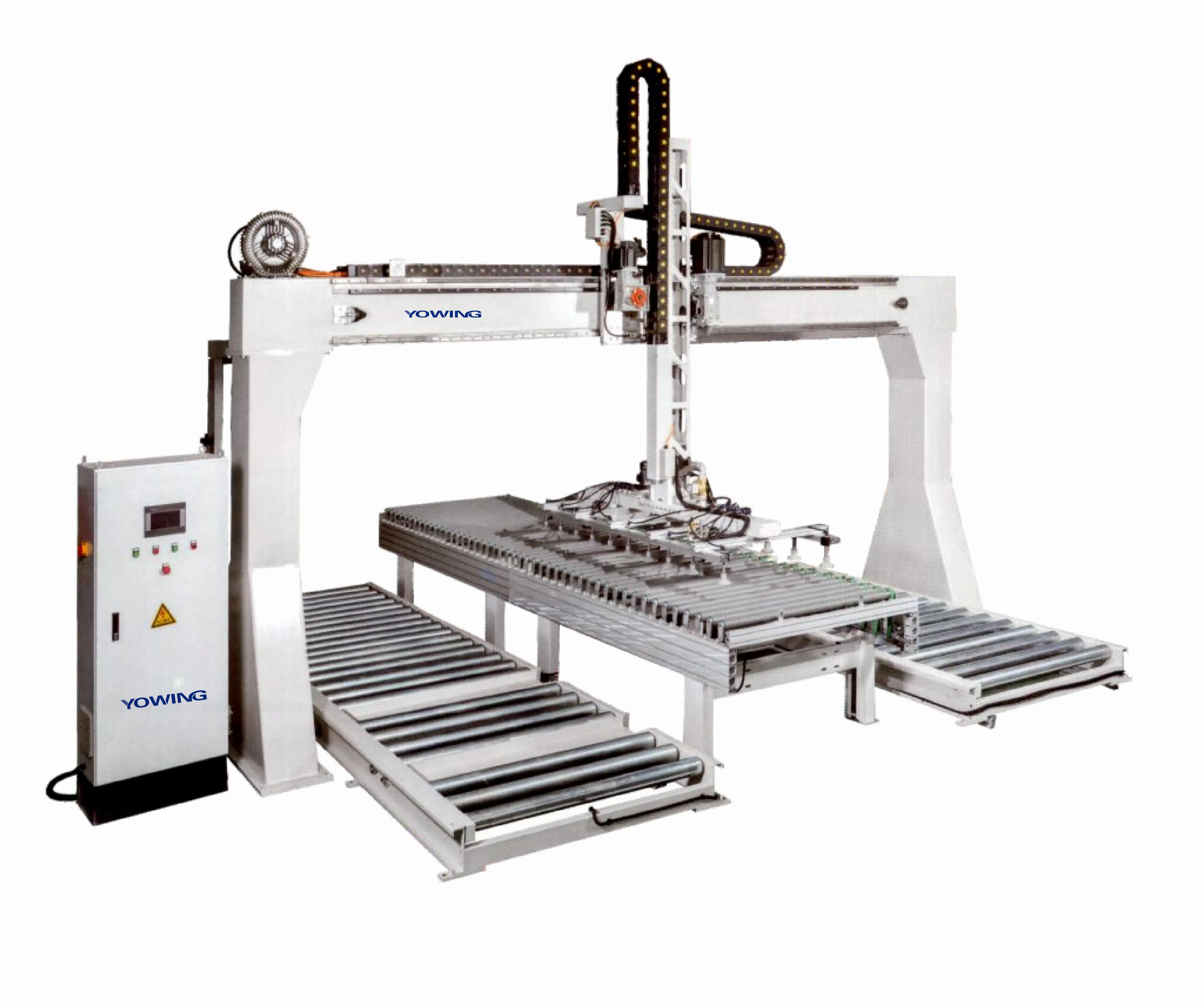 3 stations gantry type panel loader roller conveyor stacker for cnc beam saw machine