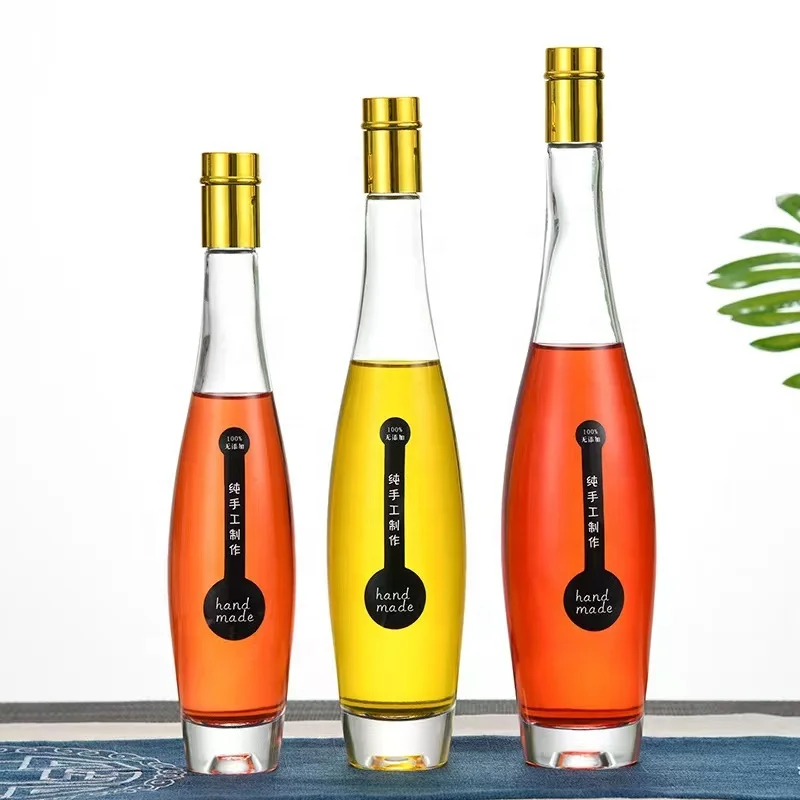 fancy clear round kitchen glass olive oil bottle small glass bottles for oils with golden lids