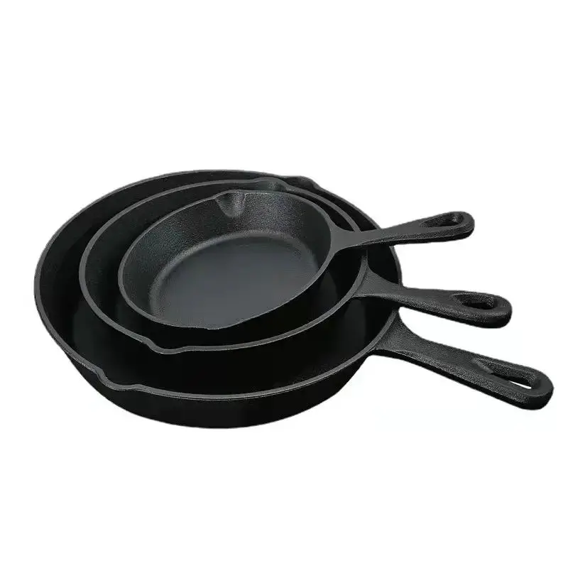 6/8/10 inch Pre-seasoned Cast Iron Skillet Frying Pan cast iron cookware set for both Indoor & Outdoor use