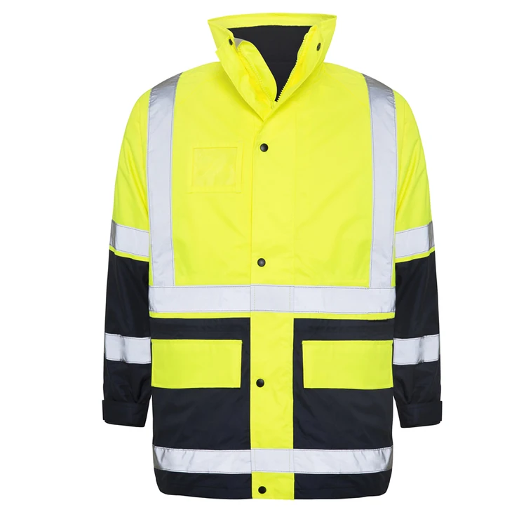 Factory Supply Mesh Lined High Visibility Safety Hi Vis Waterproof Rain Jacket