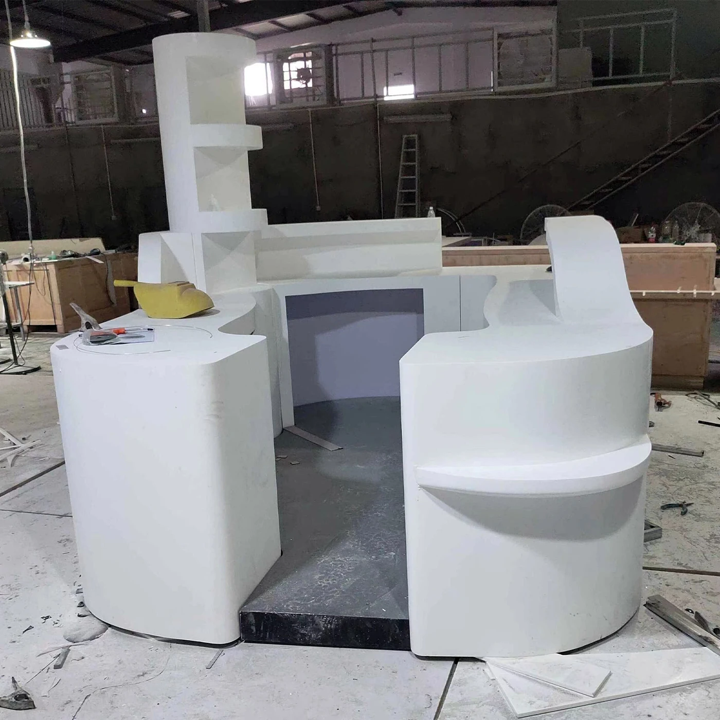 YESTONE Modern Minimalist Modern Minimalist White Stylish Creative Ring Solid Surface Stone Bar Table