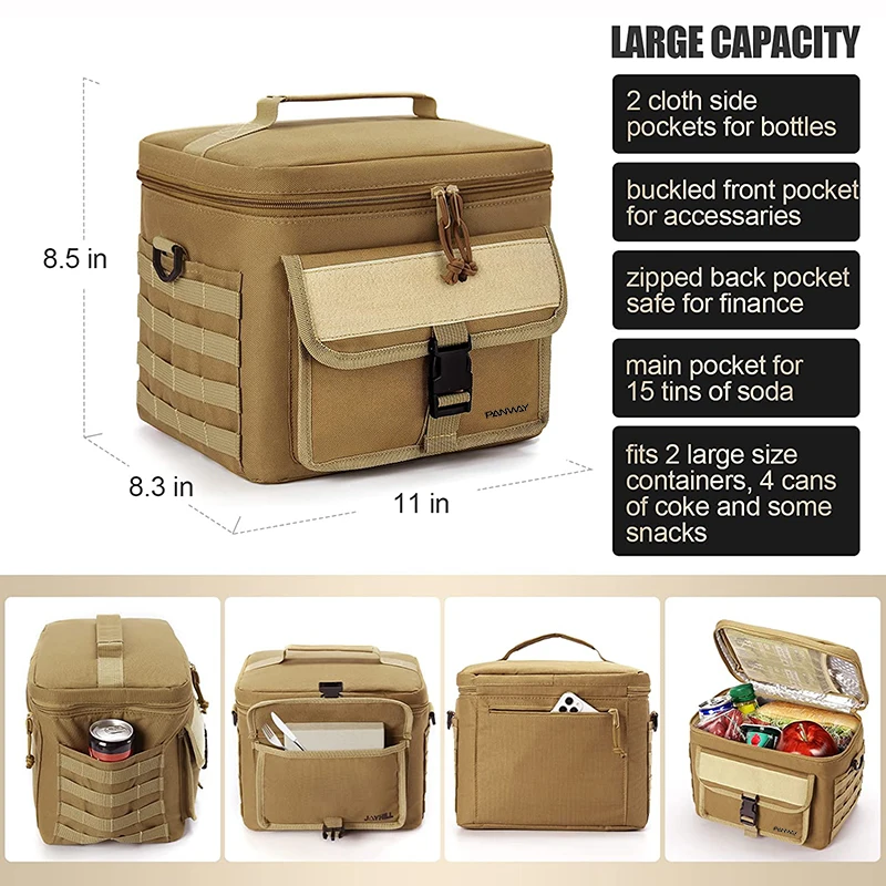 Polyester cooler bag insulated Picnic Office Travel Camo Tactical lunch tote Leakproof Polyester cooler bags