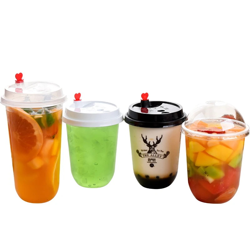 
500ml PP custom logo U shape bubble tea milk tea cup 16oz cold drink clear disposable plastic cup 