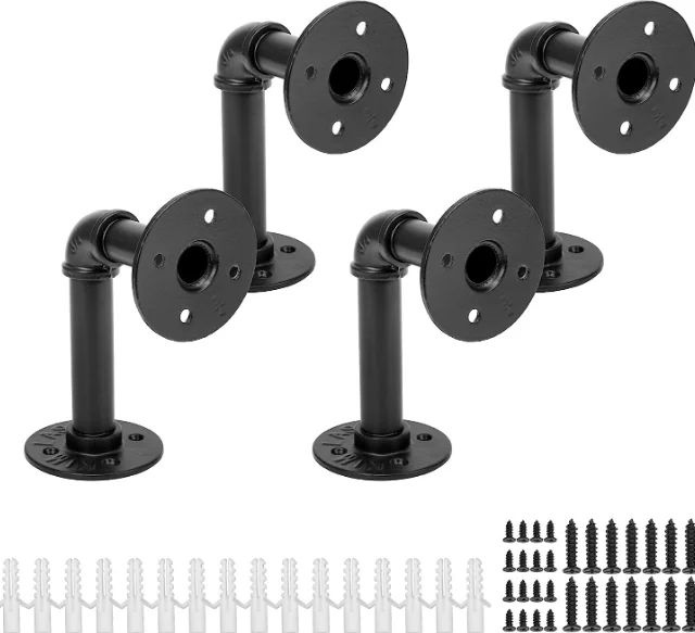 Multiple Sets Hangers of Industrial Style gi Malleable Iron Pipe Fittings Including Flange Elbow Nipples Used in Living Room