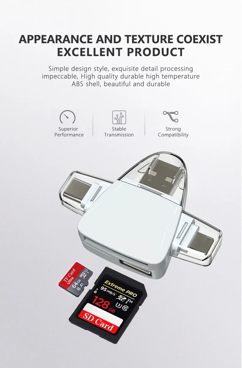 Hot selling USB 2.0 3 in 1 micro usb otg card reader Compatible-SD TF multi card reader writer R18 for mobile phone tablet