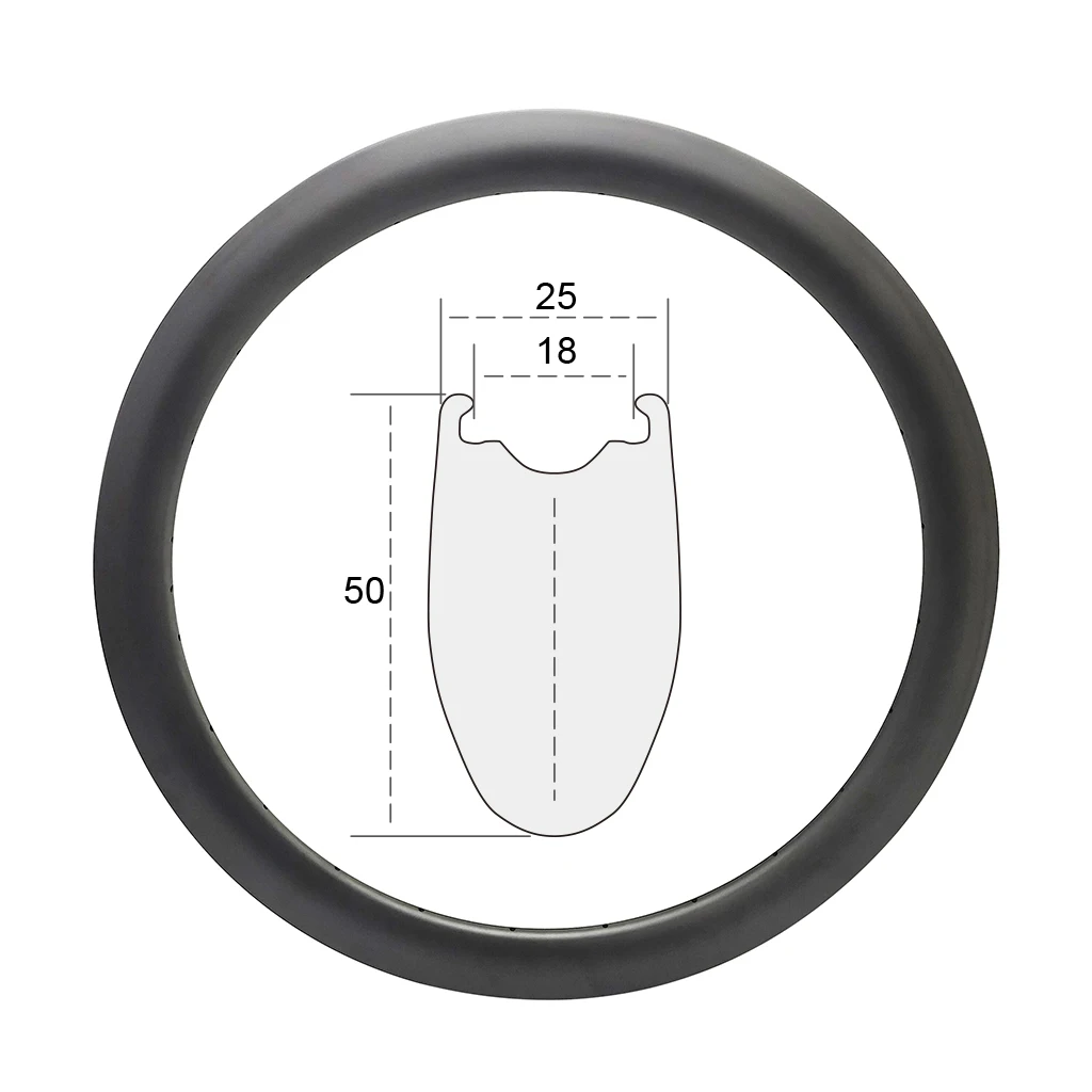 700c Track And Road Carbon Road Rim Width 25mm Height 50mm Clincher Tubeless Ready Bicycle Rims