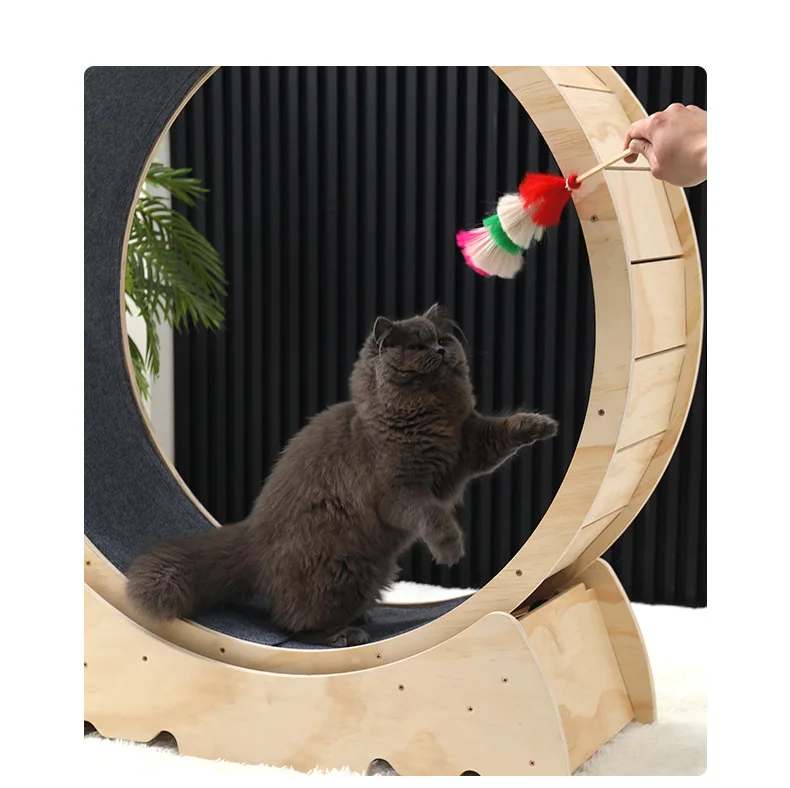2024 Pet Exercise Cat Treadmill Wooden Sports Running Cat Fun Treadmill Exercise Wheel Fiber Board Pet Cat Toy
