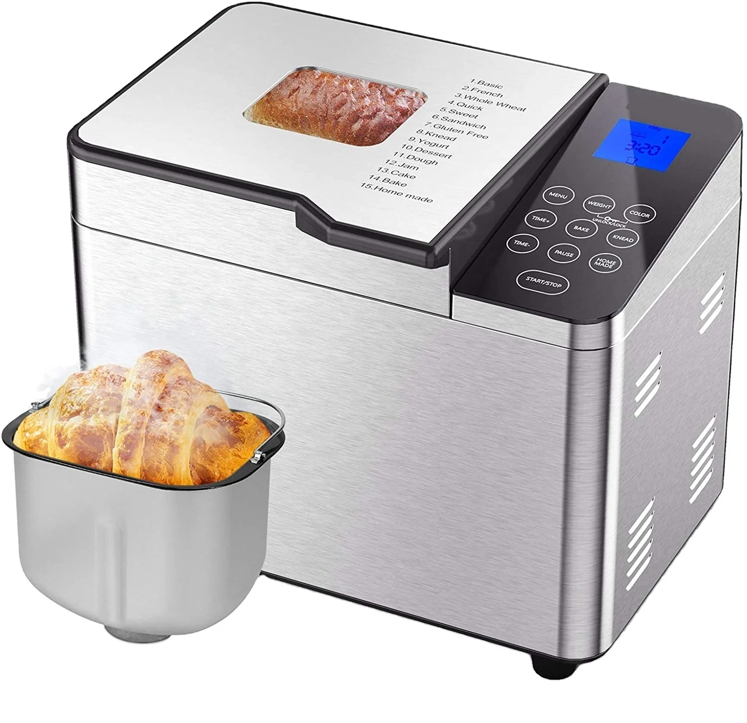 Home Bakery, 2Lb Capacity Stainless Steel Multi-Use Bread Maker Machine, Touch Control