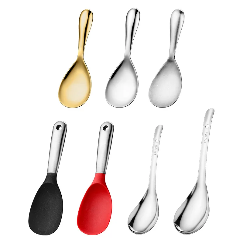  DD077 Canteen 304 Stainless Steel Spoon Public Dish Silica Rice Non-stick Serving