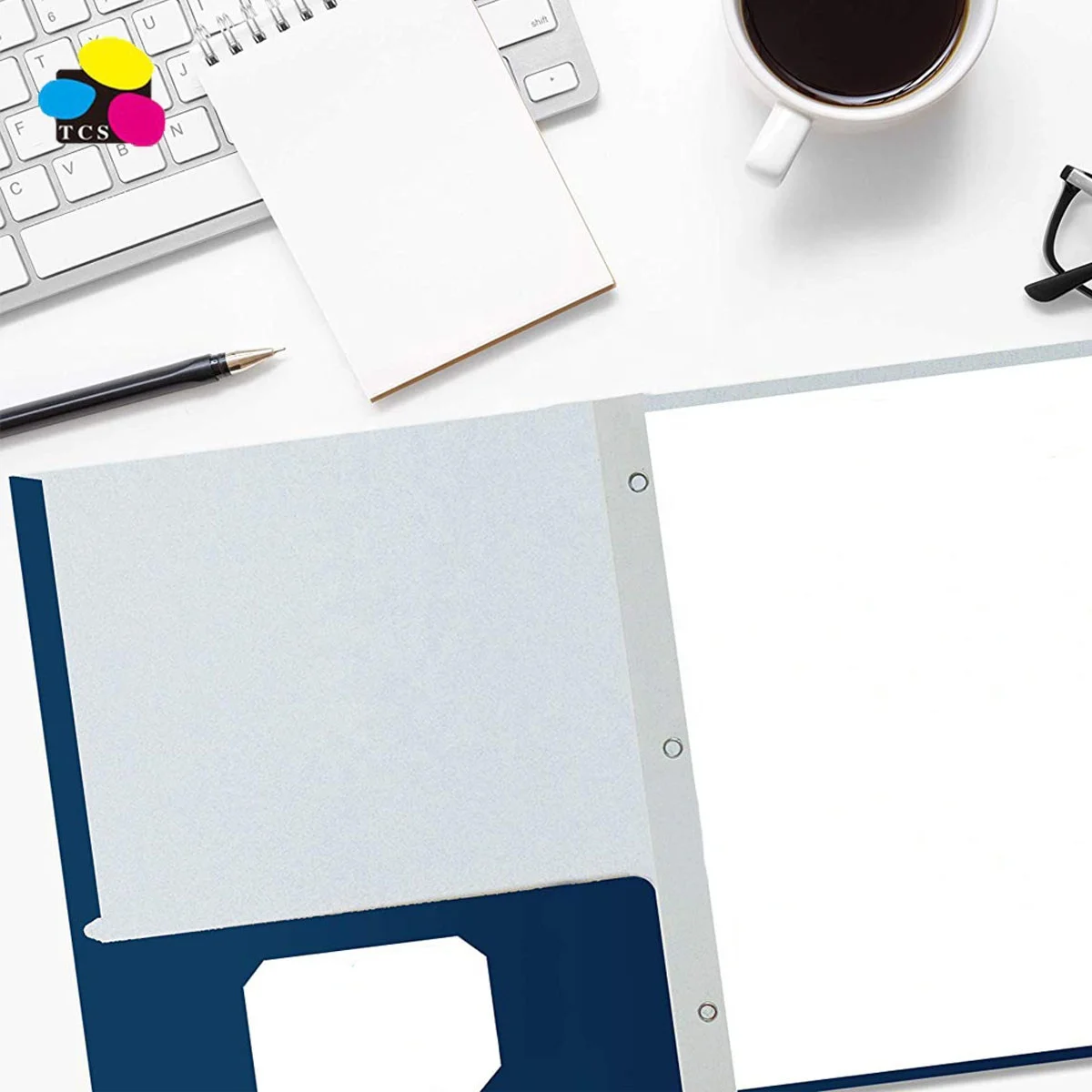 Синяя бумага 2 карманных папки с зубцами 50 упаковок матовая текстура 3 металлическими зажимами для крепления