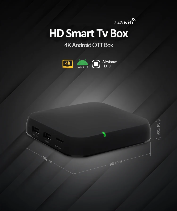 Лидер продаж настраиваемая ТВ-Приставка smart ott 4K Allwinner H313 ТВ-приставка плеер 1/8 ГБ 2/16 на Android 10