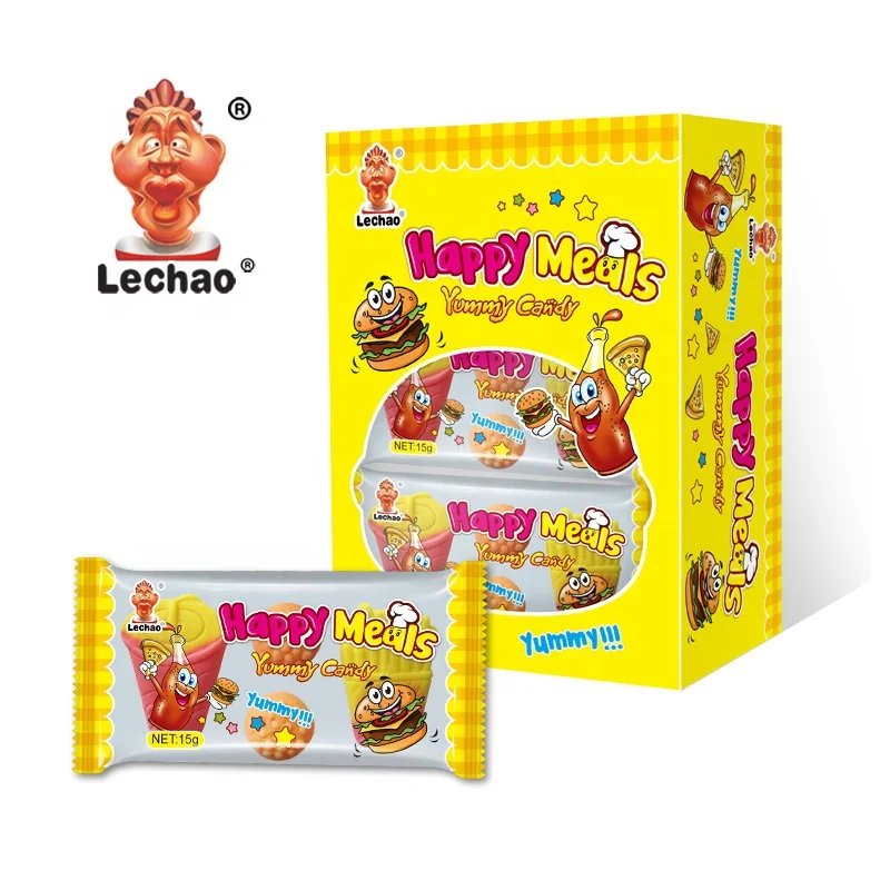 Wholesale cola bottle hamburger french fries fast foods series gummy candy assorted soft candy