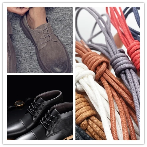 Wholesale Waxed Cotton Hiking Boots Shoelaces 2.5m Round Dress Leather Waterproof Shoe Laces