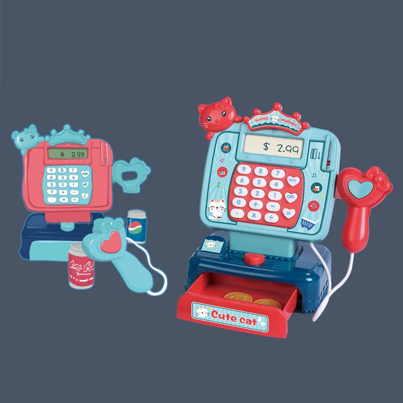 Supermarket Shopping Kids Simulation Cash Register Intelligent Calculator Scanner Mini Cash Register Pretend Play Toy