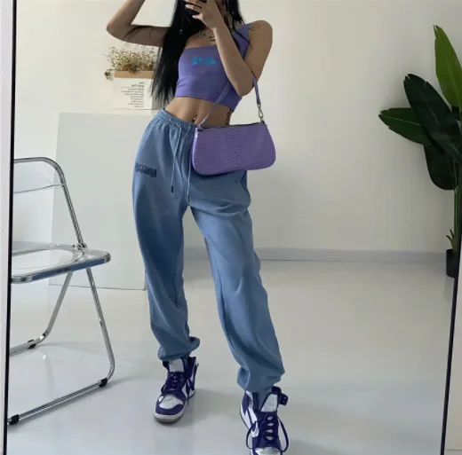 Женская толстовка с высокой талией, винтажная Повседневная Свободная кофта с принтом букв в стиле хип-хоп, брюки для бега и танцев