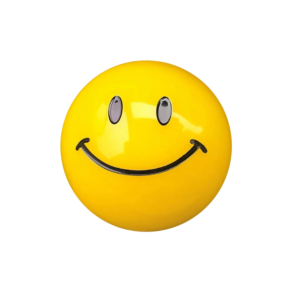 JDM Resin Shifter Ball Billiard Yellow Smile Grip Speed Head Round Ball Gear Shift Knob Car Racing Shifter Lever With 3 Adapters