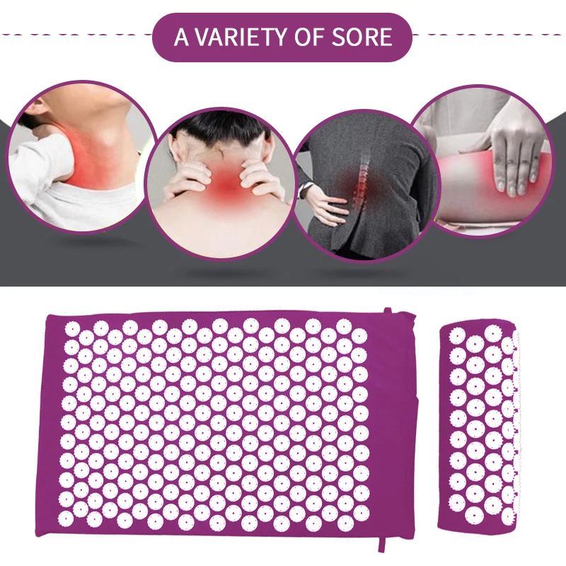 SANFAN New Neck Health Care Relieve Back Pain Linen Pillow Set Anti Fatigue Acupuncture Feet Massage Mat With Carry Bag