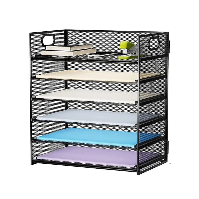 Paper Letter Tray Organizer - 6 Tier Mesh File Organizer with Handle Paper Sorter Organizer