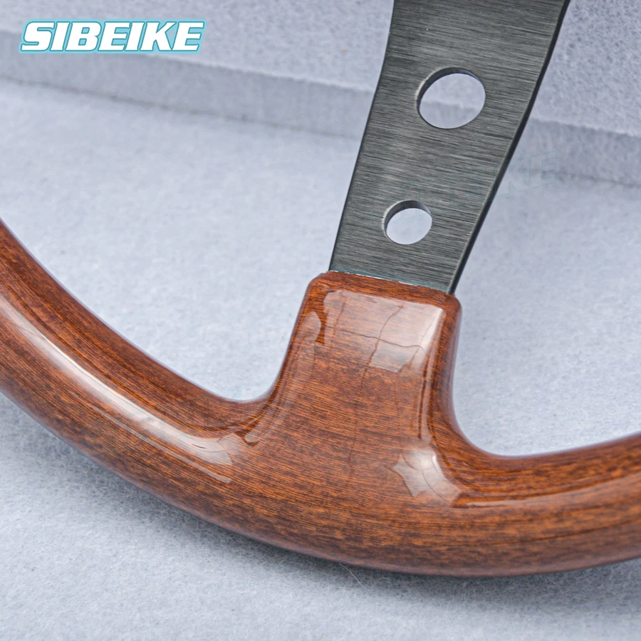 SIBEIKE Custom 13inch 330mm Universal Wood Look Steering Wheel Deep Dish Modified Car Vintage Classic Steering Wheel