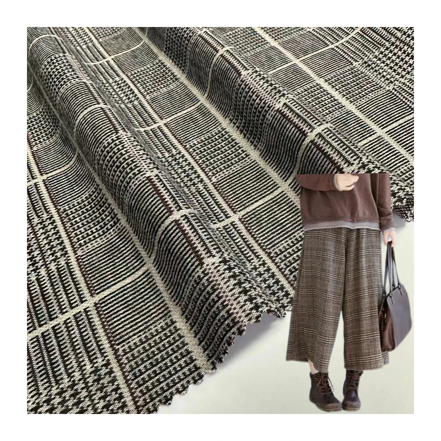 Customized Europe Style Pattern poly spandex Jacquard Yarn Dyed Knit Suiting Fabric For Coat and pants