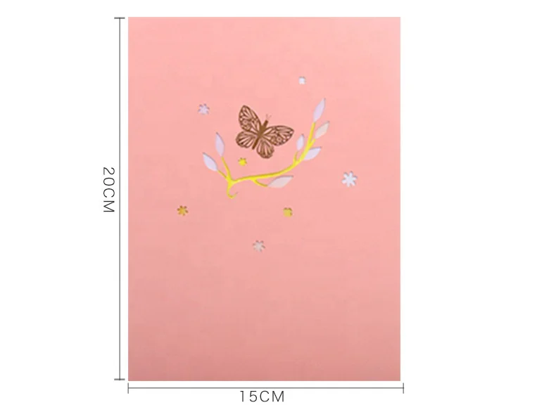New design 3d butterfly cards high quality laser cutting paper pop up greeting card