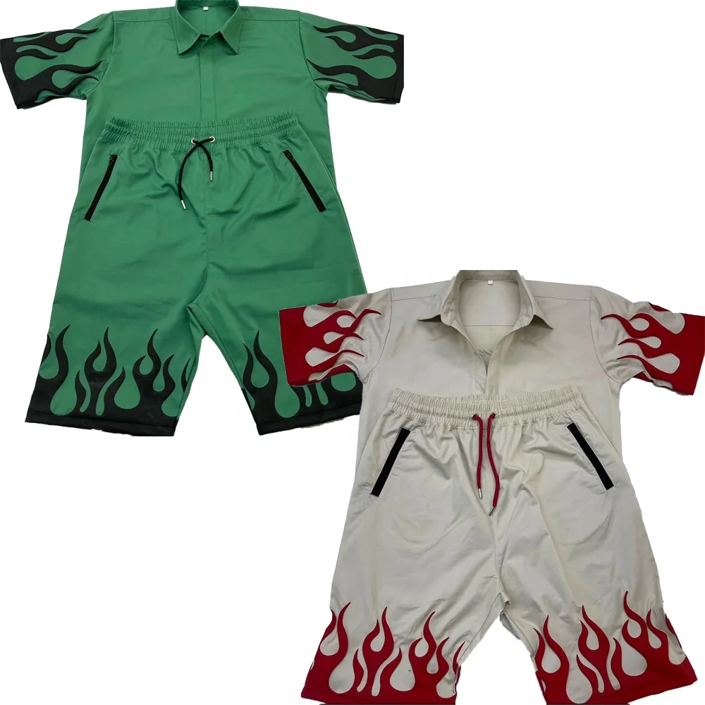 KY Custom High Quality T Shirt and Shorts Set Unisex with Classic Collar Shirt Short Set Puff Printed Casual Set