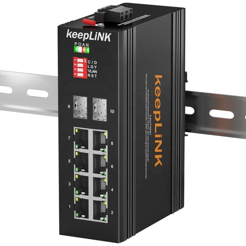 Промышленный 2 * GE 1 * GE SFP с 8 * RJ45 Ethernet PoE 100 Мбит/с 1000 Мбит/с 9 10 портами неуправляемый переключатель WatchDog наружный мониторинг