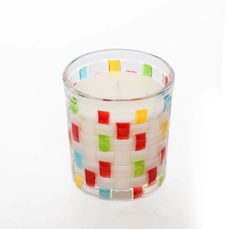 Home Decoration Custom Polka Dot Glass Jar Soy Wax Scented Candle