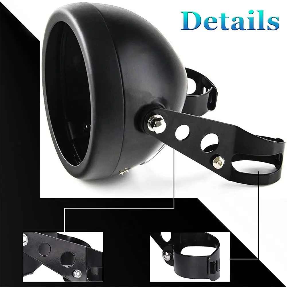 Black 5.75 inch Motorcycle LED Headlight Housing Bucket Mount for Harley Honda Suzuki Kawasaki Vulcan Cruiser Bike Cafe racers