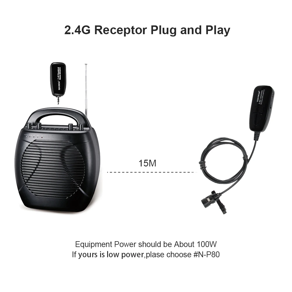 
2.4G Wireless Microphone System Wireless Lavalier Microphone for Teaching Meeting Tour Guide Microphones 