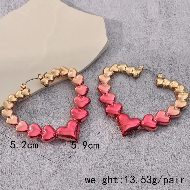 Wholesale Statement Jewelry Alloy Earrings Multicolor Colorful Neon Bamboo earrings big large hoop earrings for women