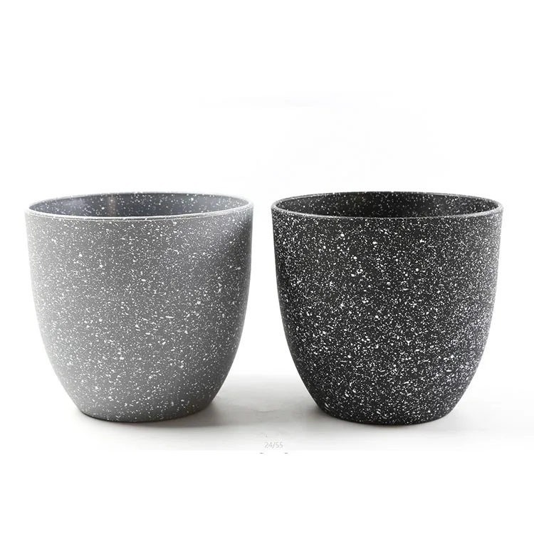 Цветочный горшок Yicai, прочный серый/черный цветочный горшок, горшок с подносом для блюдца, дренажные отверстия