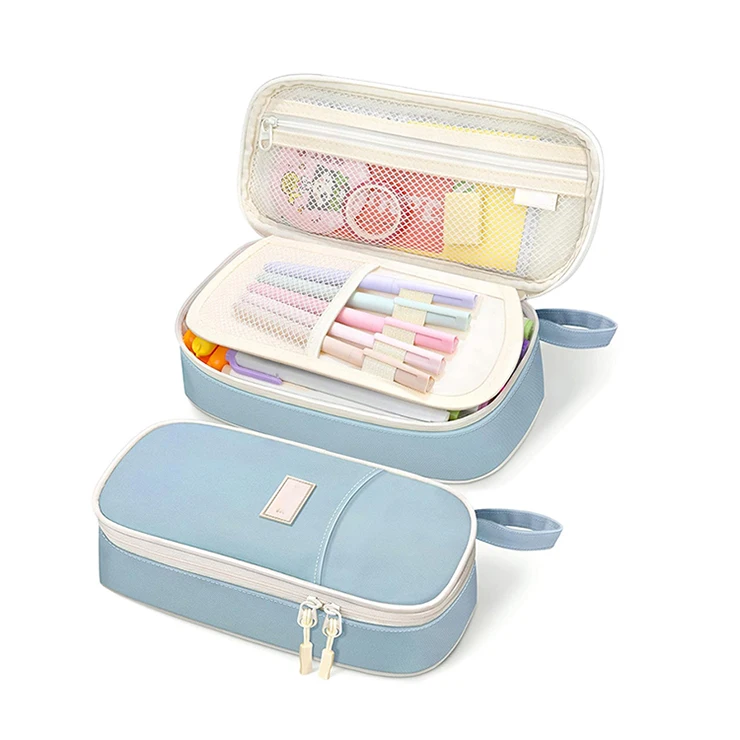 factory oem pastel colors design Large Capacity Storage Pouch metal Zipper Stationery Holder Pouch School Pen Bags Pencil Case