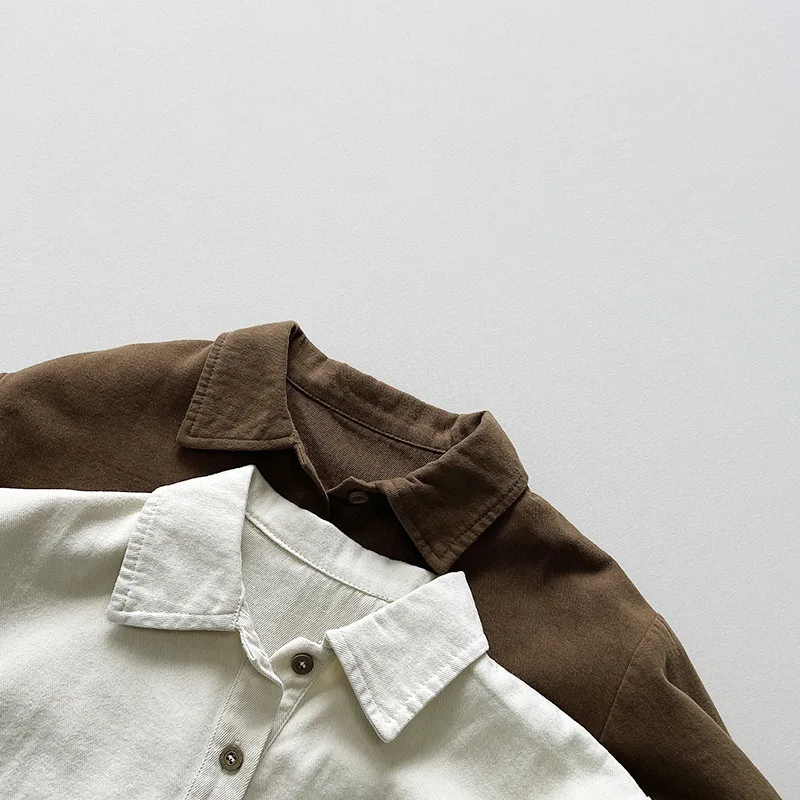 Wholesale High Quality Vintage Boys Shirt Jacket Baby Long Sleeved Blouse Shirt Children Clothes Casual Kids Shirt