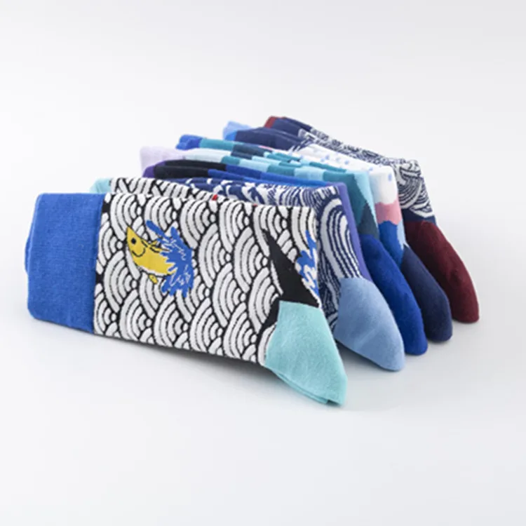 Custom High Quality Winter Socks Cotton Jacquard Women Dress Socks Colorful Festival Crazy Funny Men Crew Socks