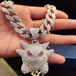 Wholesale Men Women Chunky Hip Hop Iced Out Bling Bling Gengar Infinity Pendant Width Cuban Chain Anime Necklace