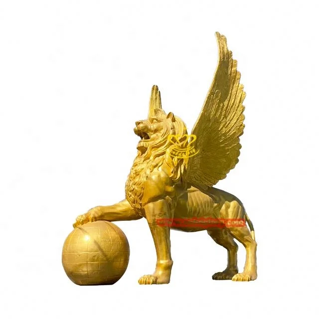 Outdoor Landscape Design Metal Art Decoration Sculpture Bronze Casting Sleeping Lion Statue