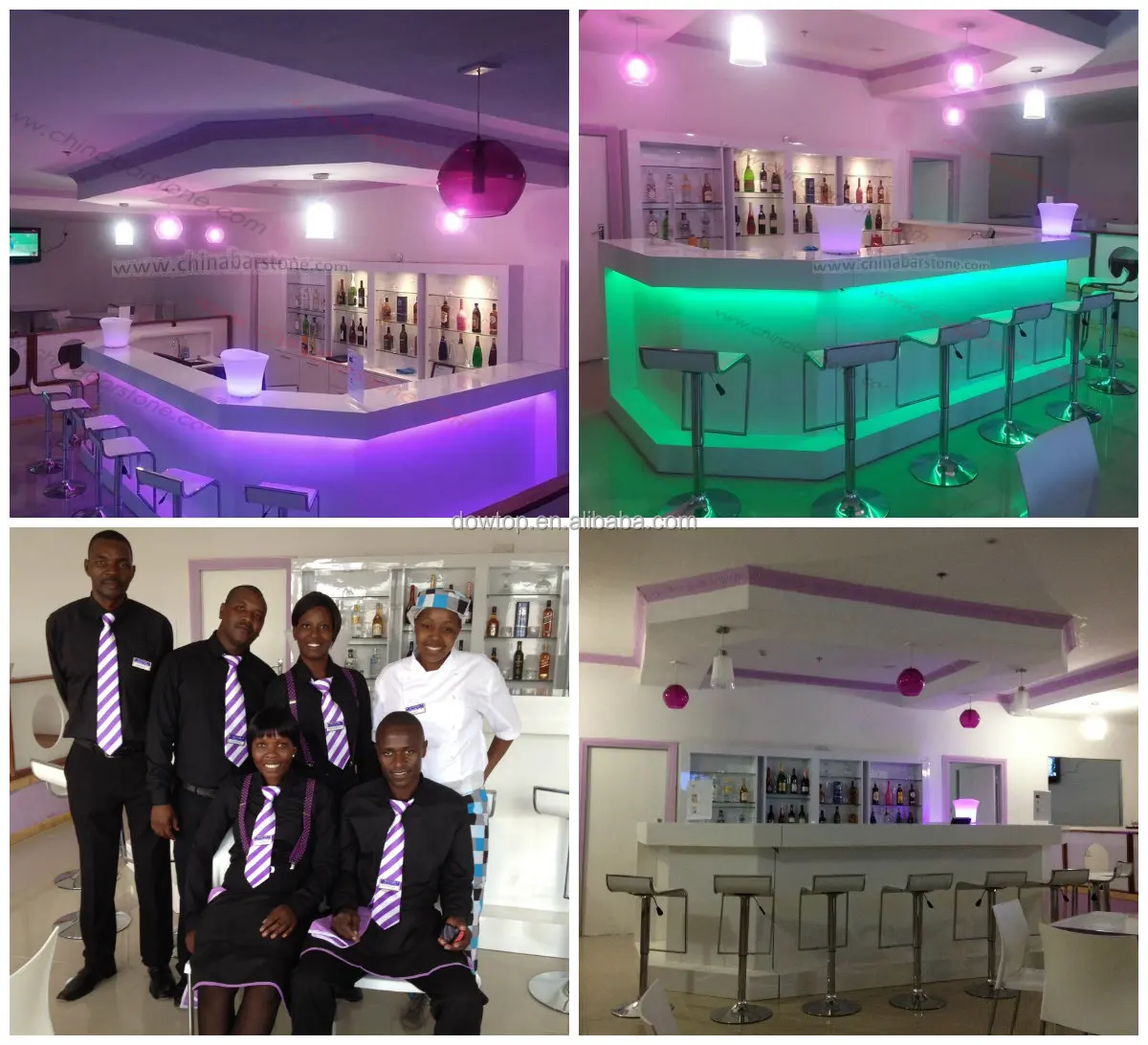 modern lounge restaurant wine bar design solid surface LED bar counter