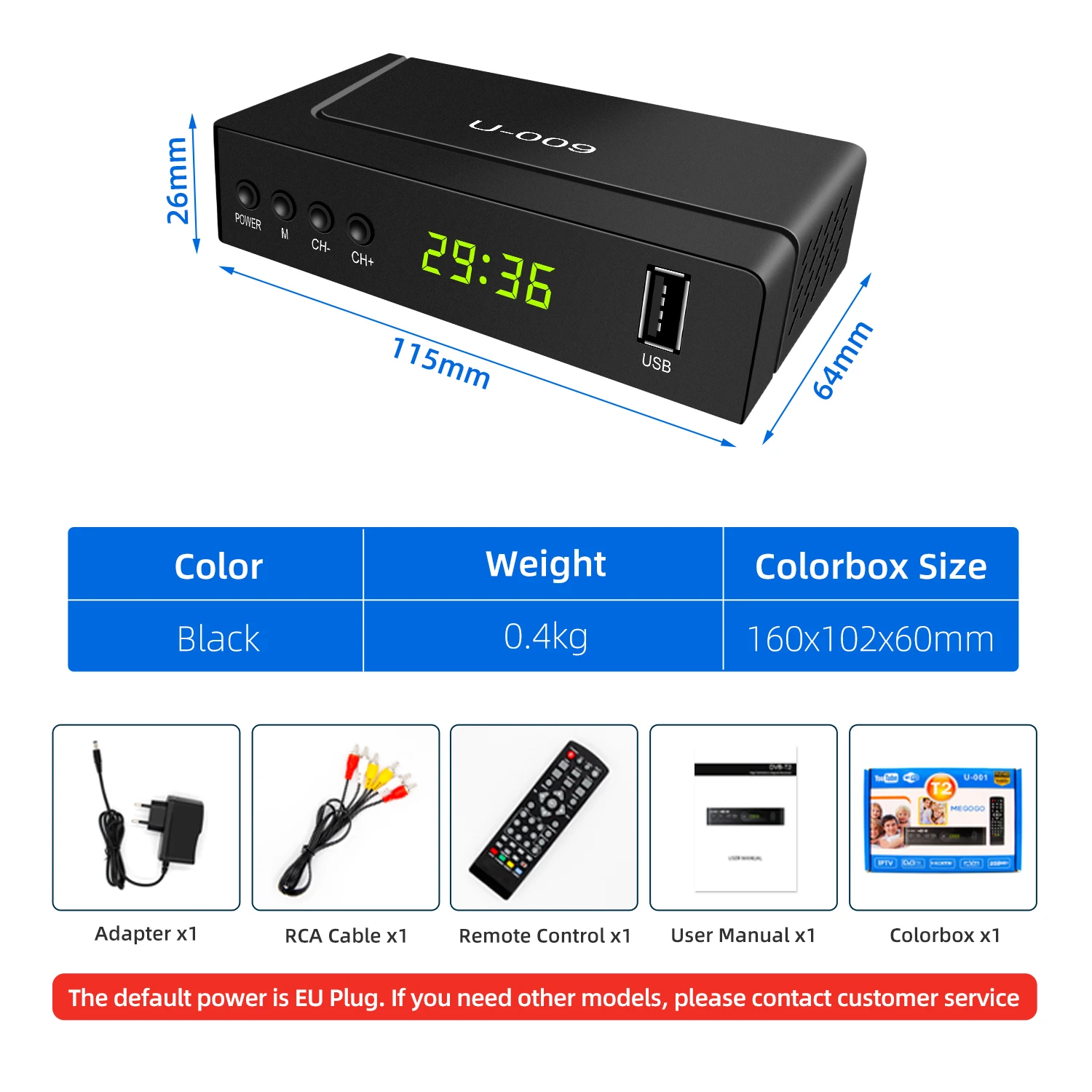 Indonesia Market DVB-T2 Full HD 1080p TV Receiver with EWS Set top box