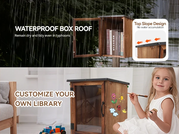 Outdoor Library Book Box Outdoor Wooden Literature Exchange Little Wood Cabinet Free Literature Exchange Box