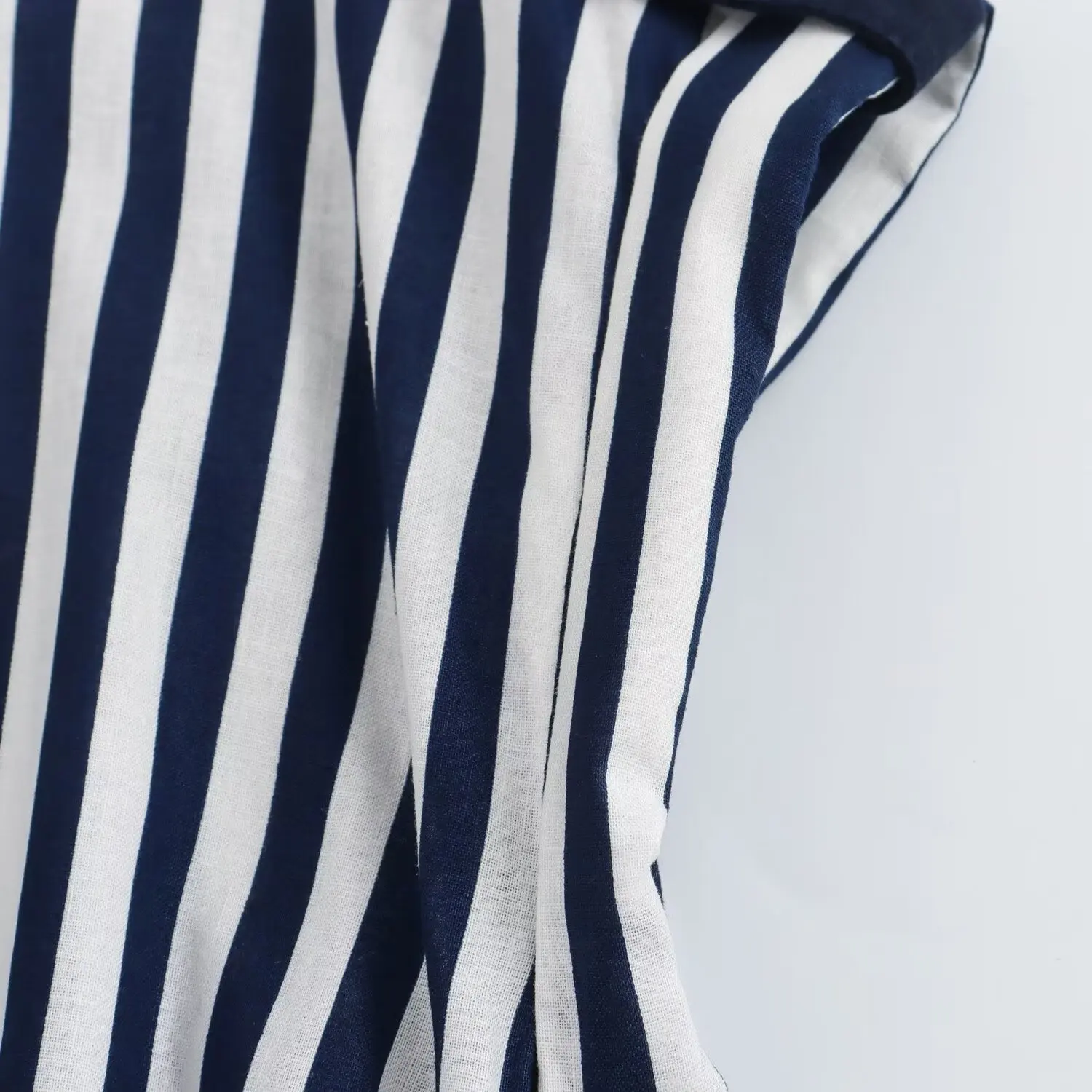 Turn down collar striped print sleeveless sashes buttons up casual fashion summer long dress for women